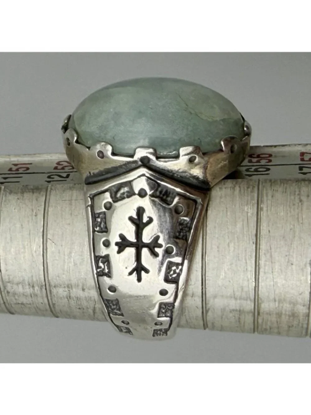 Carolyn Pollack Milky Aquamarine Shield Ring Relios Sterling Silver Size 7